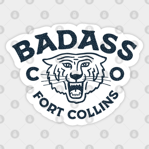 Badass Mountain Lion Fort Collins Sticker by Camp Happy Hour